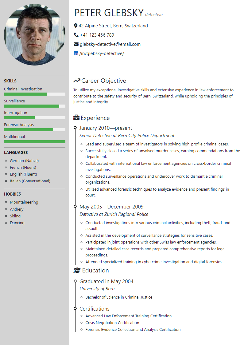 A4 Resume Template Classic