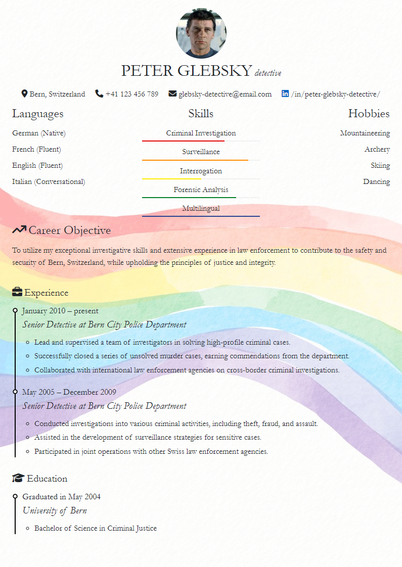 A4 Resume Template Rainbow